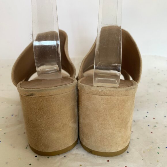 Vince Tan Suede Double Strap Benetta Slide Mule Block Heel Sandals - Size 8 - Picture 7 of 10